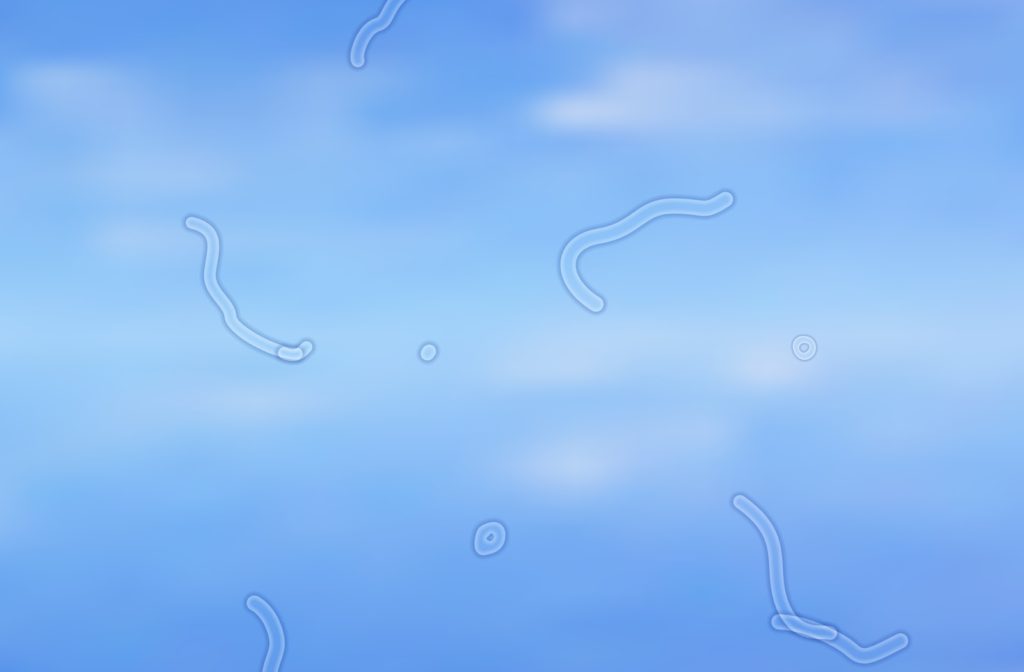 An image of a beautiful blue sky littered with squiggly lines obstructing various portions of the scene.